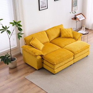 PAGED Corduroy Sofa Comfy Deep Seat Couch with 2 Back Pillows, 2 Toss Pillows and 2 Ottoman for Living Room, Home Office - 1 of 4