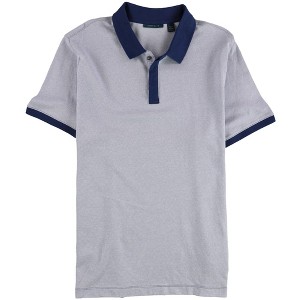 Perry Ellis Mens Mixed Media Polo Shirt, Blue, Medium - 1 of 2