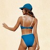 Women's Ocean Blue High-Waisted U-Ring Contrast Trim Bikini Set - Cupshe - 4 of 4