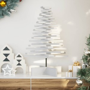 Aghana Digitals 80cm White Solid Pine Wood Christmas Tree with Rotating Branches, Rustic DIY Design - 1 of 4