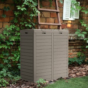 Gulches 230L (61.8 Oz) Outdoor Waste Bin with Double-Bucket, Large Capacity Trash Can – Weather-Resistant, Easy-Clean - 1 of 4