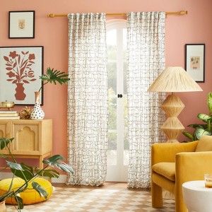 1pc Light Filtering Embroidery Bridges Window Curtain Panel White - Opalhouse™ designed with Jungalow™ - 1 of 3