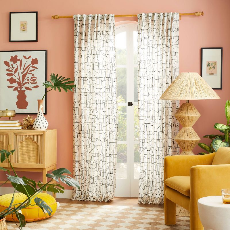 1pc Light Filtering Embroidery Bridges Window Curtain Panel White - Opalhouse™ designed with Jungalow™, 1 of 7
