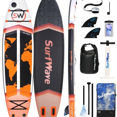 VisioGear 11' Stand Up Paddle Board with Accessories, Orange & Black, 132"*33"*6"