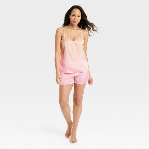 Women's Satin Cami And Shorts Pajama Set - Stars Above™ Pink Ombre L :  Target