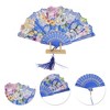 Unique Bargains Rose Print with Tassel Folding Fan 1 Pc - 3 of 4