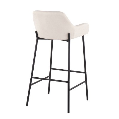 Set of 2 Cream Fabric and Black Metal Industrial Bar Stools