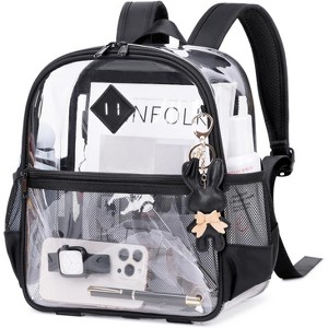 Mini Clear Backpack, Thick TPU Stadium Bag with Front Pocket for Events, Concerts, Work, and Travel, Compliant - 1 of 4
