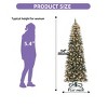 6ft/7.5ft Pre-Decorated Pencil Christmas Tree w/Remote, Partially Flocked & Frosted Slim Artificial Hinged Xmas Tree - 3 of 4