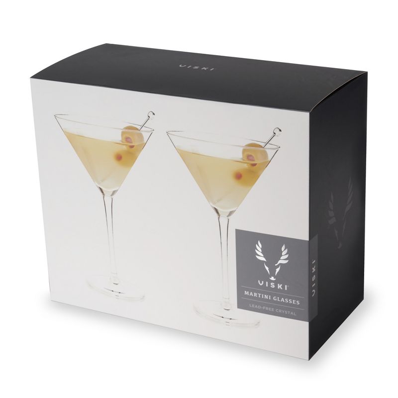 Viski Stemmed Crystal Martini Glasses Set of 2 - Premium Crystal Clear Glass, Stemmed Martini Cocktail Glasses, Cocktail Glass Gift Set - 9 oz, 5 of 7