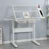 Racxily Hand Crank Adjustable Drafting Table Drawing Desk with 2 Metal Drawers, WITH STOOL - 3 of 4