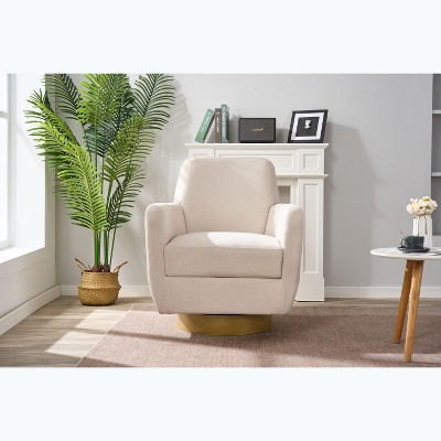 NicBex 360 Degrees Swivel Armchair, Accent Chair with Breathable Cotton Linen Fabric, Ergonomic Comfy Chair for living Room & Bedroom