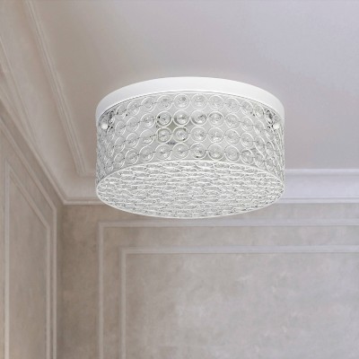 White Crystal Barrel Shade Ceiling Light