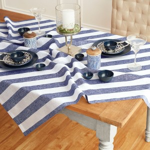 Solino Home Striped Linen Table Throw | Cabana Stripe - 1 of 4