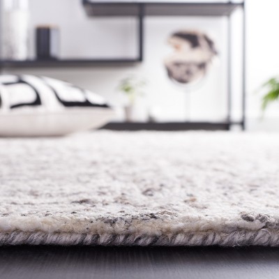 Ivory Charcoal Abstract Hand-Tufted Wool Round Rug - 6'
