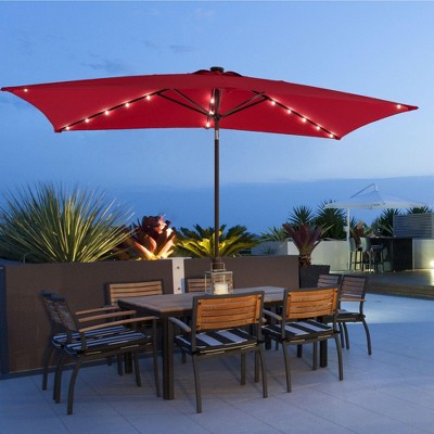 Sonkuki 10x6.5 ft LED Rectangular Patio Market Umbrella 3-Year-Non-Fading