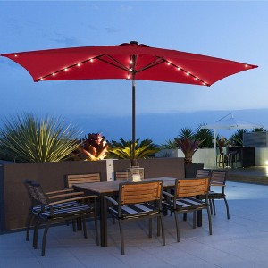 Sonkuki 10x6.5 ft LED Rectangular Patio Market Umbrella 3-Year-Non-Fading - 1 of 4