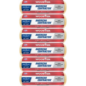 Wooster Genuine 6 pack of 9" American Contractor 1/2" Nap Roller Cover R363-9-6PK - 1 of 3