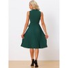 Allegra K Women's Sleeveless V Neck Tie Waist A-line Midi Pleated Dresses - 3 of 4