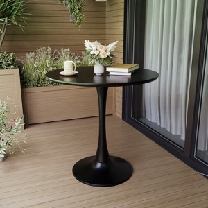 Airsurfer 31.5" Black Round Tulip Dining Table, Mid-Century MDF Pedestal Table for 2–4, Leisure Coffee or End Table for Living Room - 1 of 4