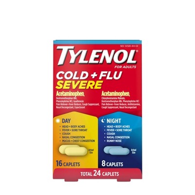 Tylenol Cold+Flu Severe Day/Night Caplets - Acetaminophen - 24ct