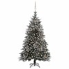 vidaXL Artificial Christmas Tree 82.7" Green White with LED & Rose Gold Balls, Flocked Snow Decoration, PVC & PE, Steel Stand - 2 of 4