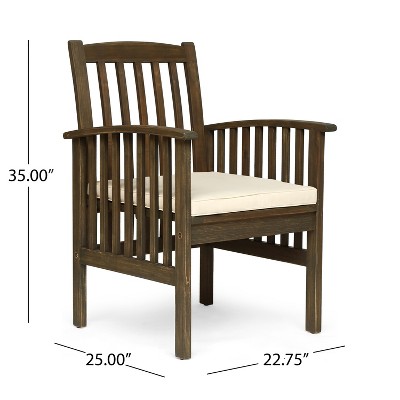 Gray Acacia Wood 4-Seater Outdoor Dining Set with Cream Cushions