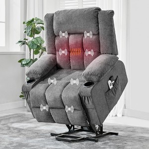RONSHIN Safe-Stand Power Lift Recliner,Wide Electric Chair with Massage & Heat for Elderly,Oversize Sofa with Remote,USB Port,Cup Holders - 1 of 4
