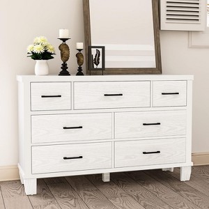 Dresser for Bedroom with 7 Drawers, 51.1" Farmhouse Chest of Drawers Closet with Metal Handle, Wooden Dresser Organizer, for Bedroom, Living Room - 1 of 4