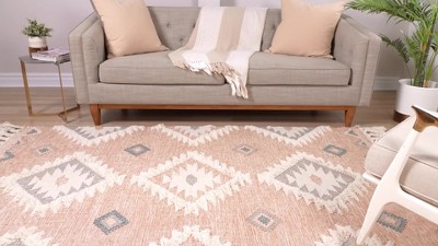 Handmade Light Aqua Wool Geometric Runner Rug
