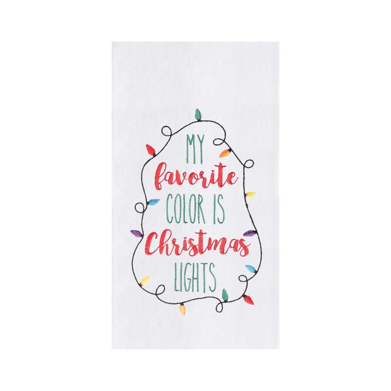 C&F Home "My favorite Color is Christmas Lights" Christmas Bulb String Lights Cotton Flour Sack Kitchen Towel  27L x 18W in., 1 of 3