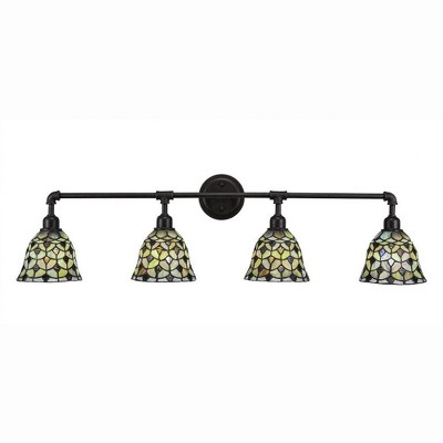 Toltec Lighting Vintage 4 - Light Vanity in  Dark Granite with 7" Crescent Art Glass Shade