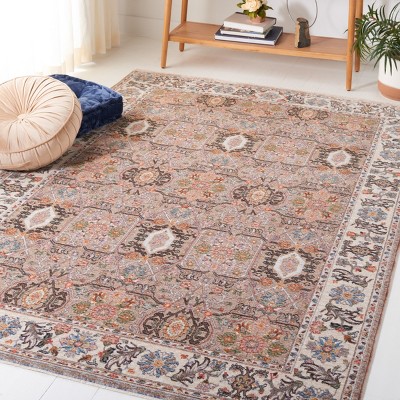 Elegant Beige/Ivory Oriental Synthetic Area Rug 5' x 7'