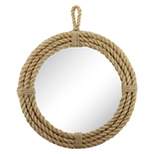 16.5" Round Decorative Rope Wall Mirror with Loop Hanger Tan - Stonebriar Collection