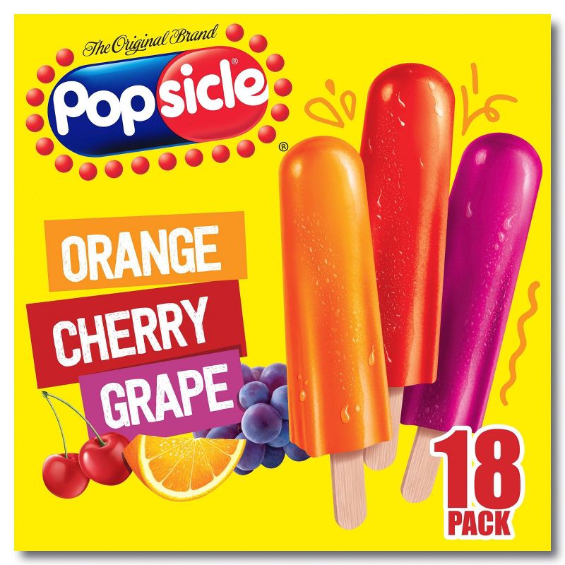 Popsicle Orange Cherry Grape Variety Ice Pops - 18ct, 1 of 12