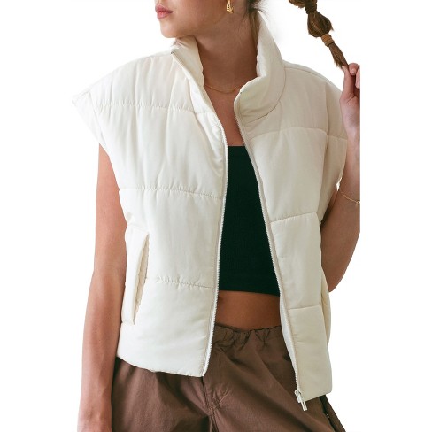 Womens ivory puffer vest sale