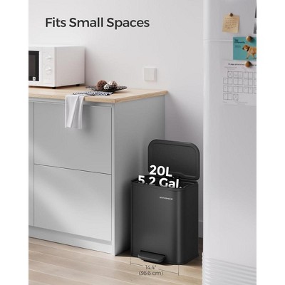 Ink Black Stainless Steel 5.2-Gallon Kitchen Trash Can with Pedal