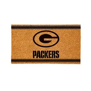 Evergreen Green Bay Packers Logo Turf Mat, Brown- 28 x 16 Inches Indoor Outdoor Doormat - 1 of 4