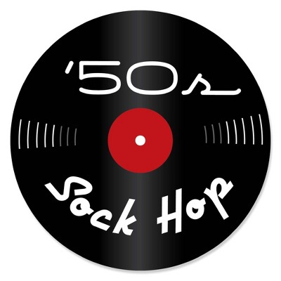 Big Dot of Happiness 50's Sock Hop - 1950s Rock N Roll Party Circle Sticker Labels - 24 Count