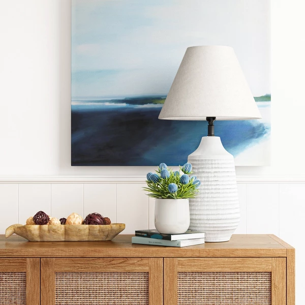 Large Textured Ceramic Lamp Base, White
