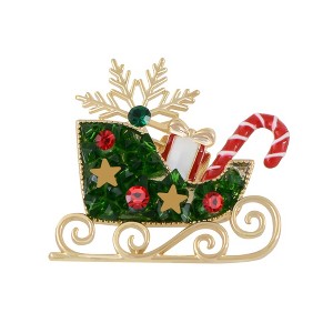 Anna-Kaci Golden Tone Christmas Brooch Pins Sparkly Rhinestones Enamel Lapel Pin for Women - 1 of 4