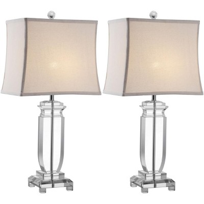 Olympia Crystal Table Lamp Set with White Linen Shades