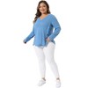 Women's Plus Size Long Sleeve V Neck Loose Fashion Buttons Tunic Blouse - Agnes Orinda - 3 of 4