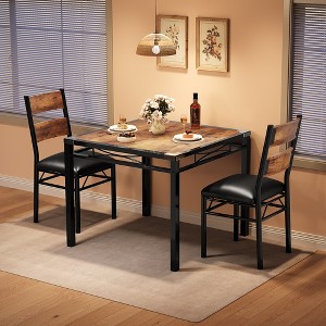 Dining Table Set , Kitchen Table with Upholstered Chairs, Wood Kitchen Dining Room Table Set with Corner Protector for Small Space, Apartment - 1 of 4