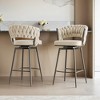 360°Swivel Bar Chairs set of 2, equipped with soft cushioned backrest counter stool, metal leg modern luxury kitchen chair - Leovsnove - 2 of 4