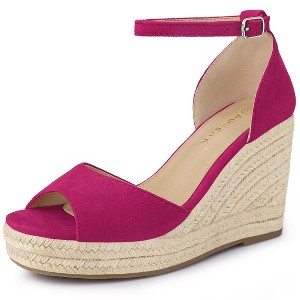 Allegra K Women's Ankle Strap Wedge Heel Open Toe Sandals - 1 of 4