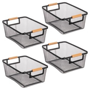 Metal Wire Pantry Basket with Wood Handles - 1 of 4