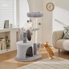 Okak 33IN Small Cat Tree Tower with Curved Bed, Cat Tree with Scratching Post and Hanging Balls, Small Cat Tree for Kittens, Gray - 2 of 4