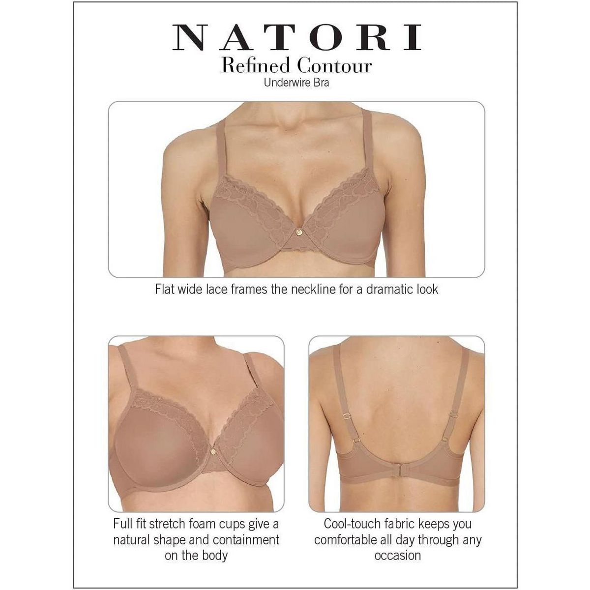 Natori Women's Refined Underwire T-Shirt Bra with Lace and Cool-touch 7313219 - thumbnail 4