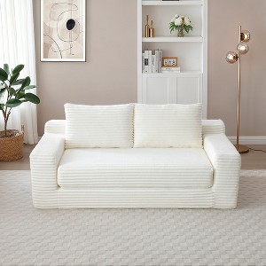 Kumasinova Memory Foam Cloud Loveseat Sofa,2-in-1 Convertible Folding Couch Bed with Pull-Out Sleeper,Corduroy Floor Sofa for Apartment,Bedroom - 1 of 4